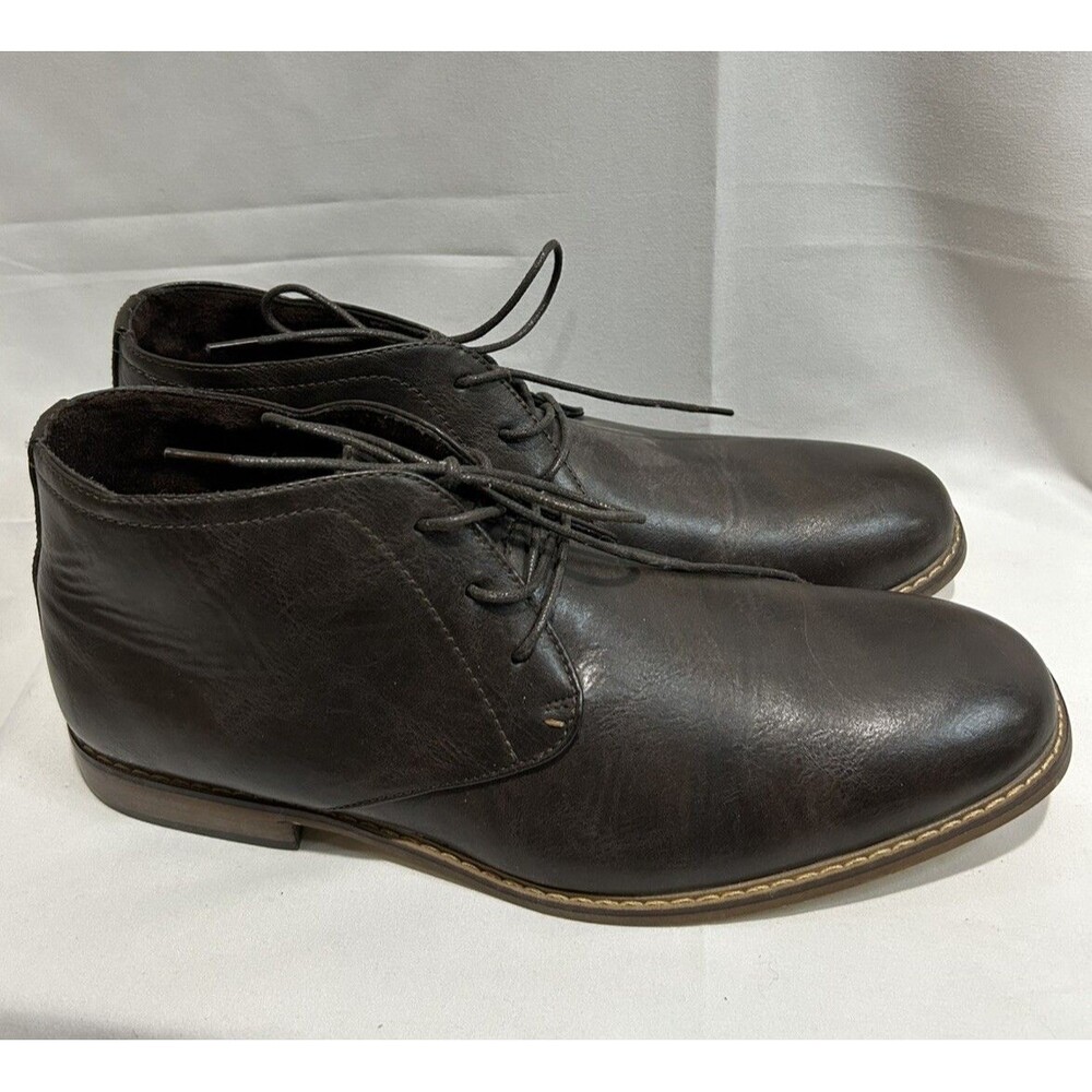 Deer Stags Mens Dress shoes Size 11.5 W Brown memory Foam Simulated Leather Lace